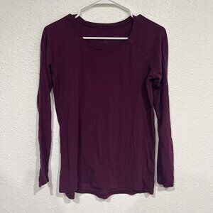 Lululemon Womens Burgundy/Wine Red Long Sleeve Workout Athletic Top Fits 6/8
